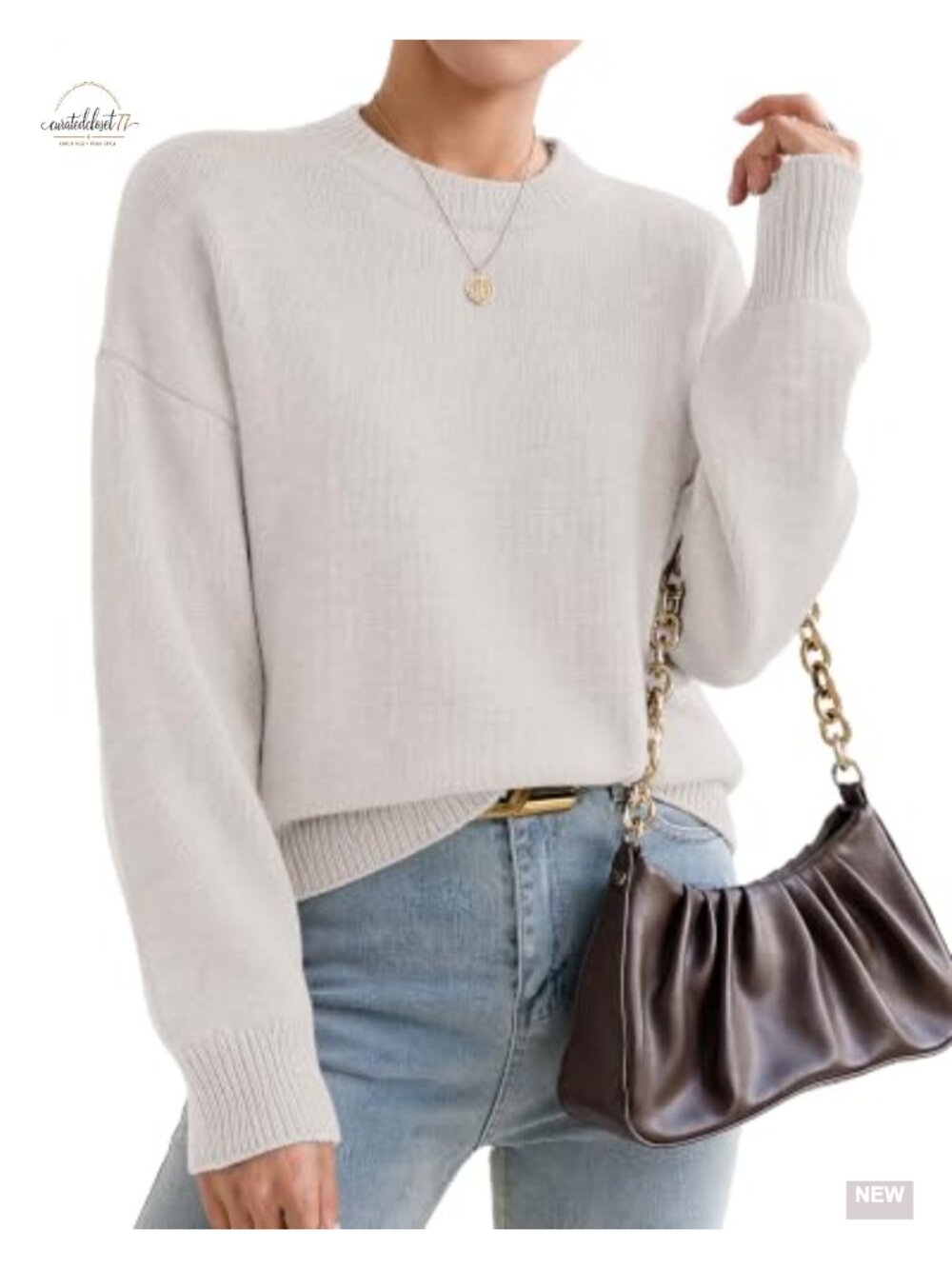 Cashmere Blend Oversized Crewneck Pullover Sweater Loose Fit